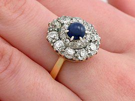 Sapphire & Diamond Cocktail Ring Hand Wearing