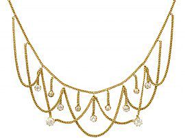 2.50 ct Diamond and 19 ct Yellow Gold Necklace - Antique Circa 1880