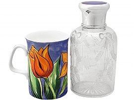 Glass Silver and Enamel Cologne Bottle