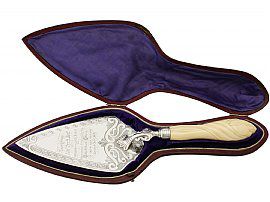 Sterling Silver and Ivory Handled Presentation Trowel - Antique Victorian (1866)