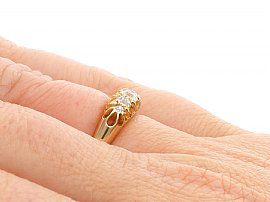 5 Stone Diamond Ring Yellow Gold Wearing Hand