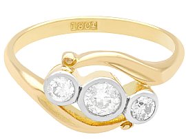 Three Stone Engagement Gold Ring