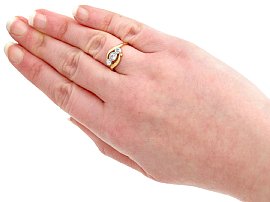 Three Stone Engagement Ring Hand Wearing