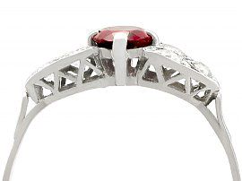 garnet and diamond dress ring in platinum