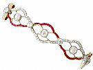 4.31 ct Diamond and Synthetic Ruby, 18 ct Yellow Gold Bracelet - Antique Circa 1910