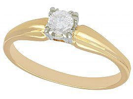 0.28ct Diamond and 14ct Yellow Gold Solitaire Ring - Vintage Circa 1990