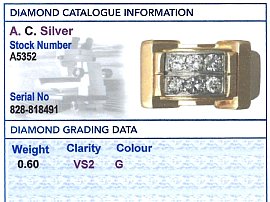Gold & Diamond Dress Ring Grading Card