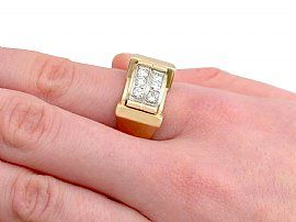 Gold & Diamond Dress Ring on Finger