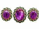 39.82 ct Amethyst, 18 ct Yellow Gold and Green Enamel Jewellery Set - Antique Circa 1930