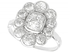 3.07ct Diamond and Platinum Cluster Ring - Antique and Vintage