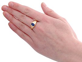 vintage gold sapphire ring wearing