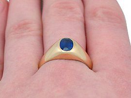 Vintage Sapphire Ring on Finger