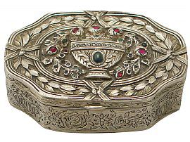 French Silver, 0.69 ct Ruby, Sapphire and Emerald Box - Antique Circa 1880