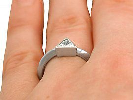 Trillon Cut Solitaire Diamond Ring Finger Wearing