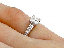 Platinum Princess Cut Diamond Solitaire Ring Hand Wearing