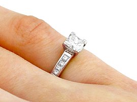 Platinum Princess Cut Diamond Solitaire Ring Hand Wearing