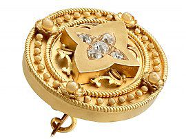 Broche Médaillon Victorienne En Or 18k | Motif étoile Gravé Avec Pierres En Pâte - Occasion (France)