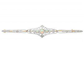 Opal and 0.22ct Diamond, 15ct Yellow Gold Brooch - Antique Circa 1900