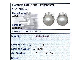 Mabe Pearl Earrings in White Gold Card