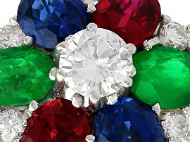 Gemstone Diamond Cluster Ring