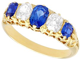 1.05ct Sapphire and 0.67ct Diamond, 18ct Yellow Gold Dress Ring - Antique Circa 1890