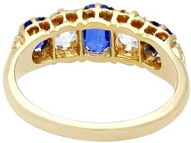 19th C. five stone sapphire and diamond ring