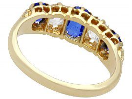 19th C. five stone sapphire and diamond ring