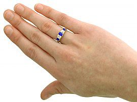 19th Century Sapphire Diamond Ring Wearing