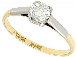 0.60 ct Diamond and 18 ct Yellow Gold Solitaire Ring - Antique Circa 1930