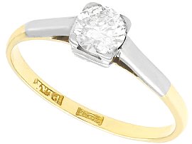 0.60ct Diamond and 18ct Yellow Gold Solitaire Ring - Antique Circa 1930