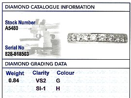 Diamond Eternity Ring Brilliant Cut Grading Card