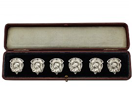 Set of Six Sterling Silver Buttons - Art Nouveau Style - Antique Edwardian