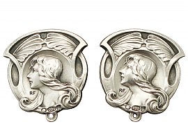 Set of Six Sterling Silver Buttons - Art Nouveau Style - Antique Edwardian