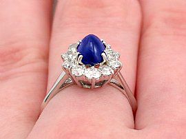 sapphire cluster ring uk on hand