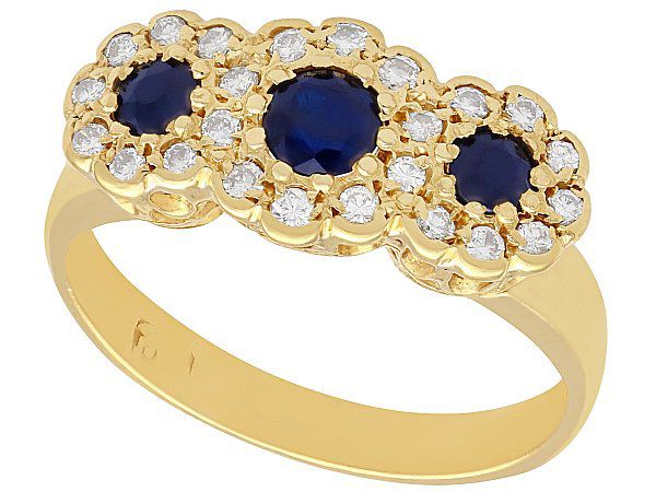 Sapphire and Diamond Yellow Gold Ring