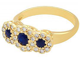 Vintage Sapphire and Diamond Yellow Gold Ring