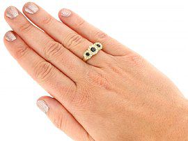Sapphire and Diamond Yellow Gold Ring Wearing