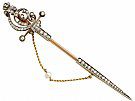 2.85 ct Diamond and 14 ct Yellow Gold Pin Brooch - Antique Victorian