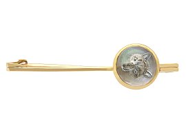 Essex Crystal and 18ct Yellow Gold Bar Brooch - Antique Circa 1900