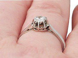 White Gold Diamond Solitaire Wearing Finger