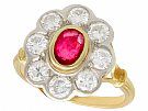 2.05 ct Diamond and Ruby Colour Doublet, 18 ct Yellow Gold Cluster Ring - Vintage Circa 1950