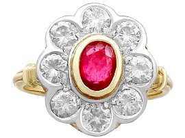 ruby and diamond cluster ring UK