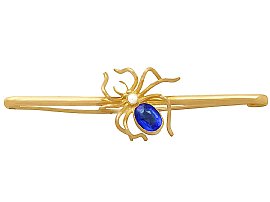 Pearl and Blue Coloured Glass, 9ct Yellow Gold 'Spider' Brooch - Antique Circa 1890