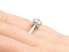 Vintage Solitaire Engagement Ring Hand Wearing