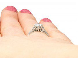 Vintage Solitaire Engagement Ring Finger Wearing
