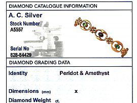 Peridot and Amethyst Bracelet Card
