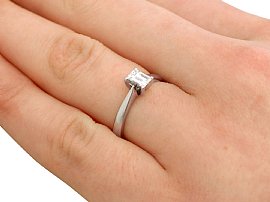 Wearing Emerald Cut Diamond Engagement Ring