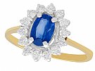1.45 ct Sapphire and 0.75 ct Diamond, 18 ct Yellow Gold Cluster Ring - Vintage Circa 1990