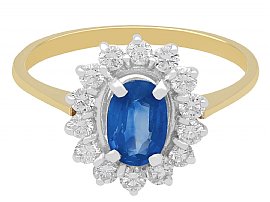 Gold sapphire and diamond cluster ring