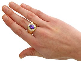 tanzanite ring on the hand